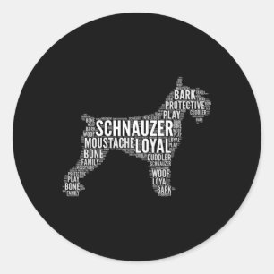 Miniature Schnauzer Word Cloud Schnauzer Owner Fan Classic Round Sticker