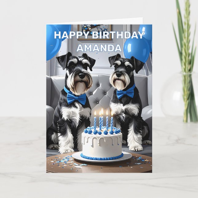 Miniature Schnauzers Birthday Card (Front)