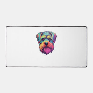 Miniature Shining Schnauzer Neon Retro Sticker   Desk Mat
