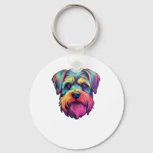 Miniature Shining Schnauzer Neon Retro Sticker Key Ring