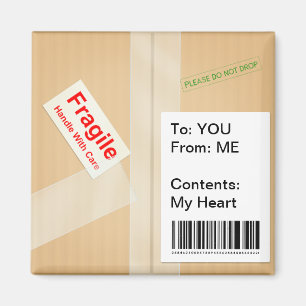 Miniature Shipping Box Cute Custom Text Button Magnet