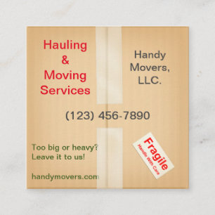 Miniature Shipping Box Handyman Hauling Moving Square Business Card