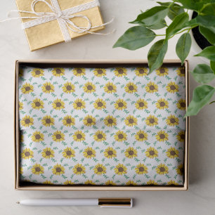 Miniature Sunflowers & Botanical Leaves Pattern Tissue Paper