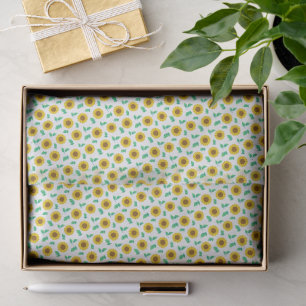 Miniature Sunflowers & Botanical Leaves Pattern Tissue Paper