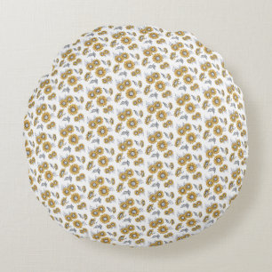 Miniature Sunflowers Pattern Round Cushion