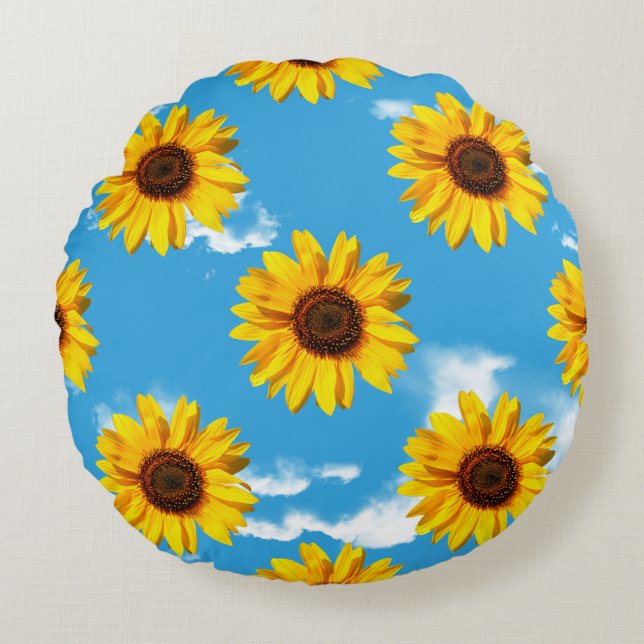 Miniature Sunflowers Pattern Round Cushion (Front)