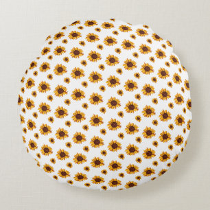 Miniature Sunflowers Pattern Round Cushion
