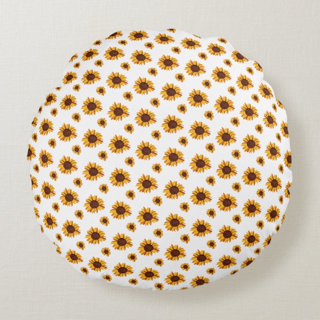 Miniature Sunflowers Pattern Round Cushion (Front)