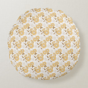 Miniature Sunflowers Pattern Round Cushion