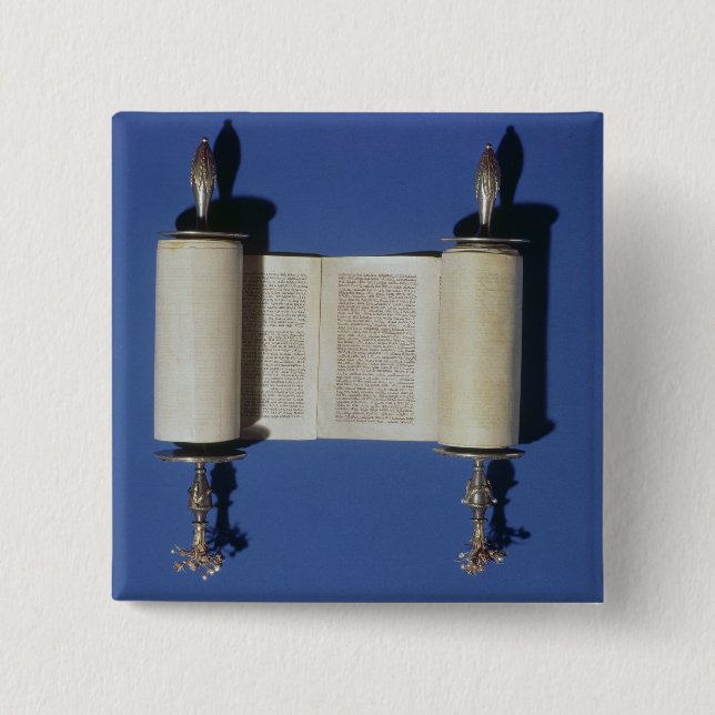 Miniature Torah Scroll, 1765 15 Cm Square Badge (Front)