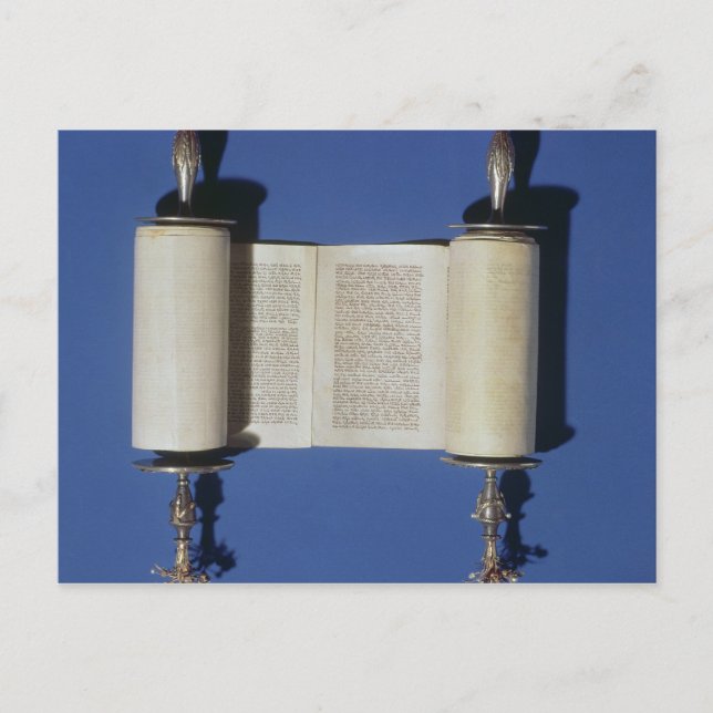 Miniature Torah Scroll, 1765 Postcard (Front)