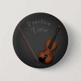 Miniature Violin & Bow Inside Personalised 6 Cm Round Badge