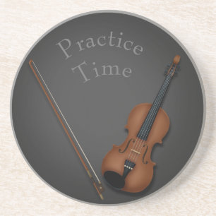 Miniature Violin & Bow Inside Personalised Coaster