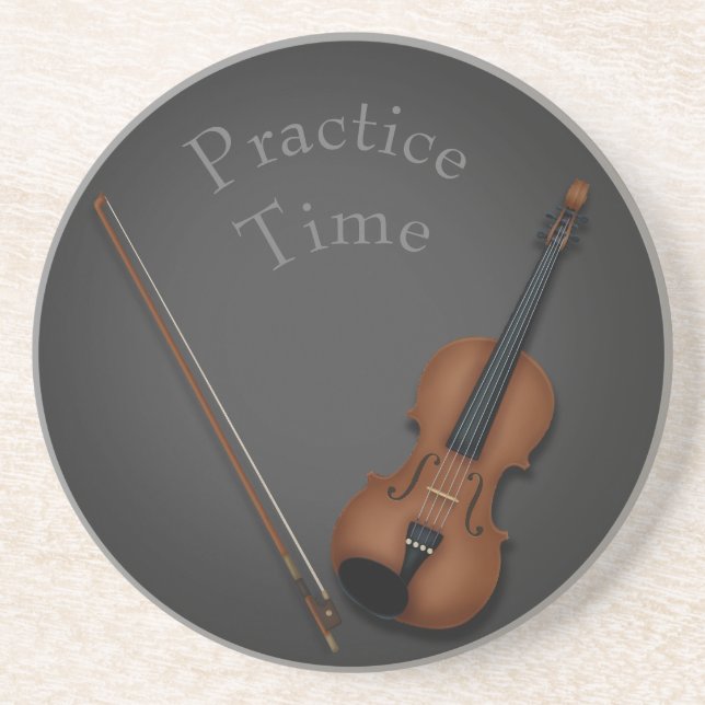 Miniature Violin & Bow Inside Personalised Coaster (Front)