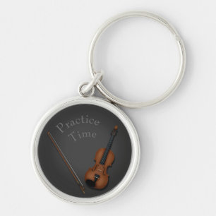 Miniature Violin & Bow Inside Personalised Key Ring