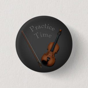 Miniature Violin & Bow Inside Personalized 3 Cm Round Badge