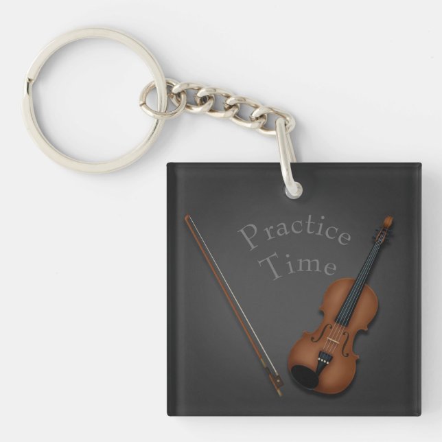 Miniature Violin & Bow Personalised Musician's Key Ring (Front)