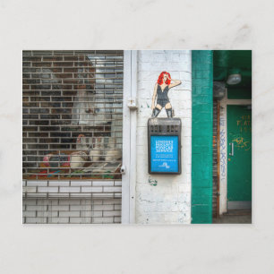 Minicab graffiti girl postcard