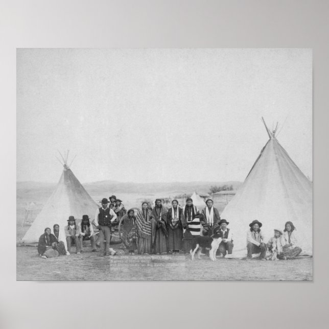 Miniconjou Indians outside Tipis Photograph Poster (Front)