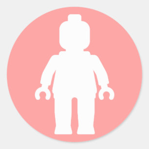 Minifig [White] by Customise My Minifig Classic Round Sticker