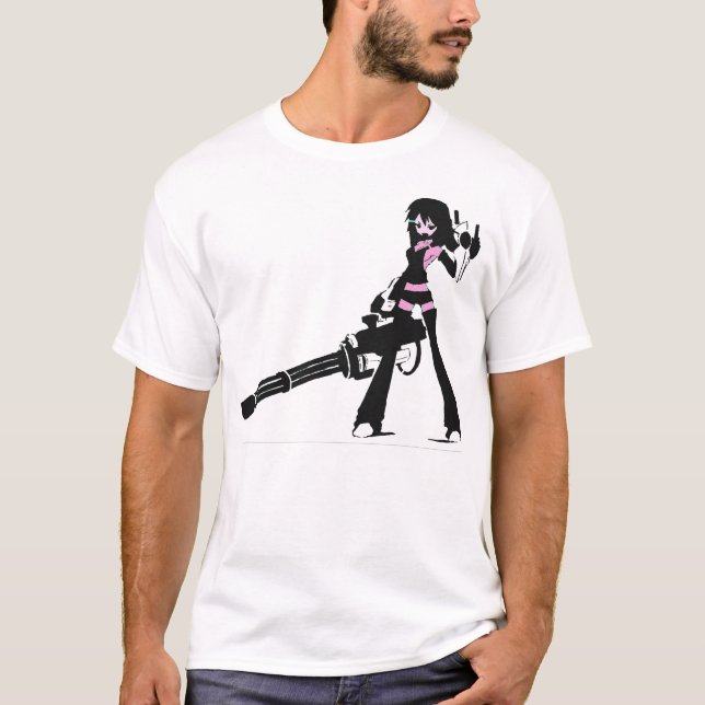 minigun manga chick T-Shirt (Front)