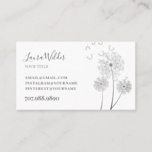 MinimaIist Delicate Illustrated Wind Blown Flower Business Card