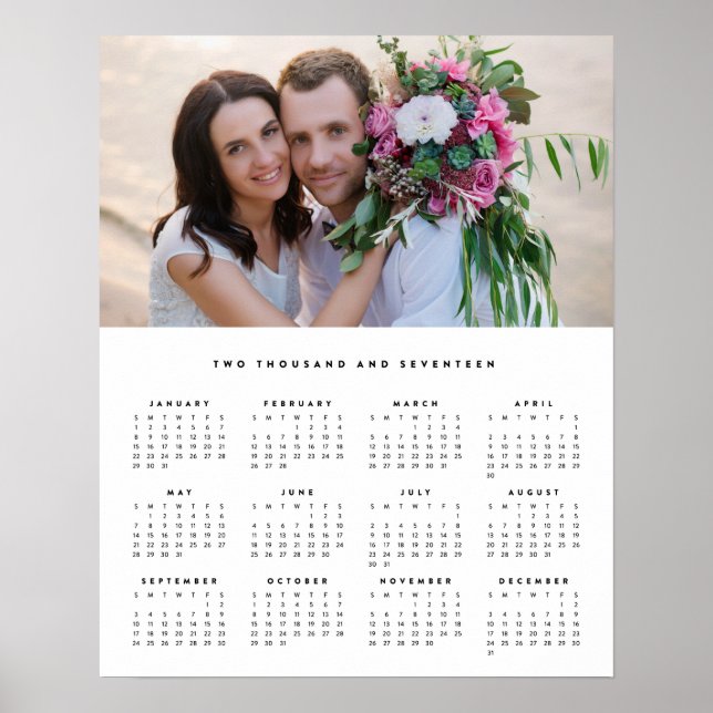 Minimal 16x20 2017 Yearly Photo Calendar Poster (Front)