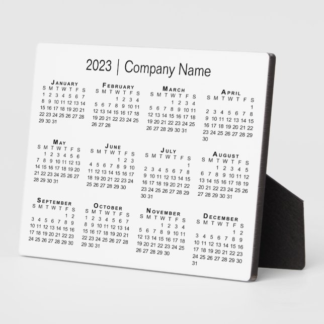 Minimal 2023 Calendar Company Name Desktop Plaque (Side)