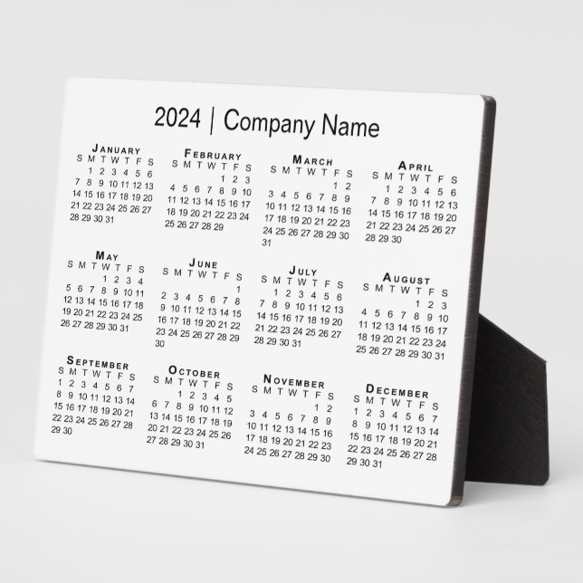 Minimal 2024 Calendar Company Name Desktop Plaque (Side)