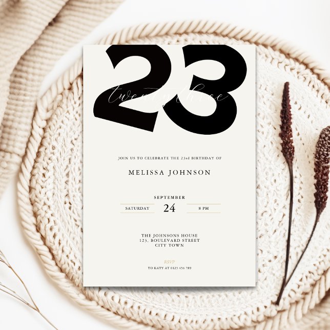 Minimal 23rd Birthday Invitation - Bold Typo (Minimal 23rd birthday invitation with bold typography)