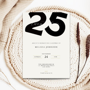 Minimal 25th Birthday Invitation - Bold Typo
