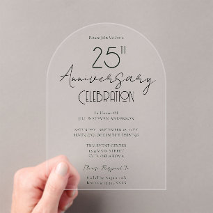 Minimal 25th Wedding Anniversary Acrylic Invitations