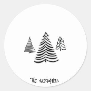 Minimal 3 Christmas Trees Personalised Stickers