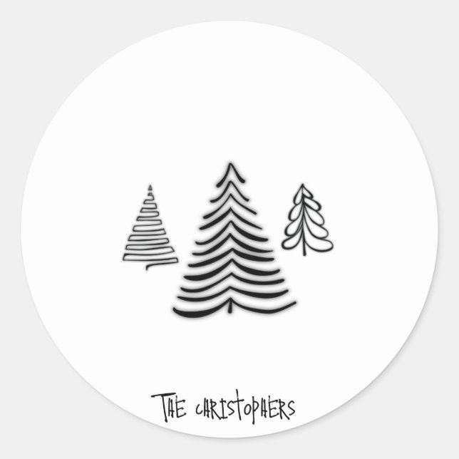 Minimal 3  Christmas Trees Personalised Stickers  (Front)