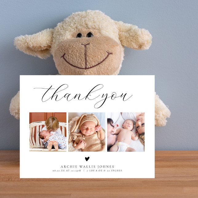Minimal 3 Photo Collage Elegant Baby Shower Postcard (Creator Uploaded)