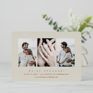 Minimal 3 Photo Engagement Foil Announcement