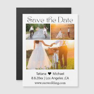 minimal  3 photos collage save the date magnet