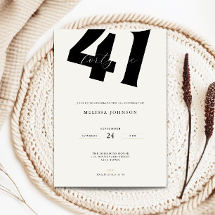 Minimal 41st Birthday Invitation - Bold Typo