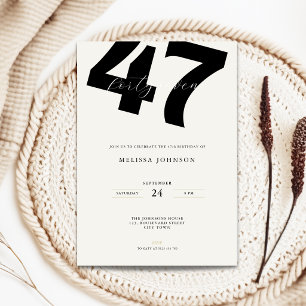 Minimal 47th Birthday Invitation - Bold Typo
