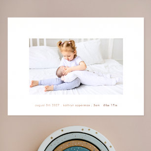 minimal 4 photo rose gold baby birth announcement