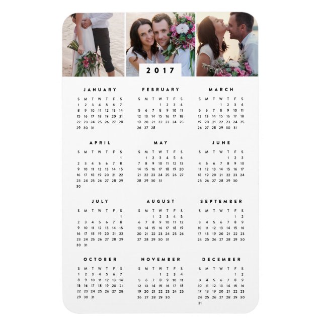 Minimal 4x6 Photo Yearly Calendar Magnet (Vertical)