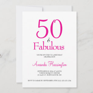 Minimal 50 and Fabulous 50th Birthday Party Invitation