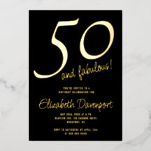 Minimal 50 and Fabulous Black and Gold