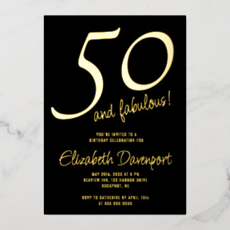 Minimal 50 and Fabulous Black and Gold