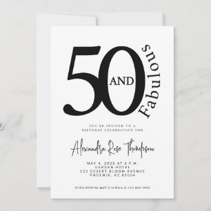 Minimal 50 and Fabulous Script 50th Birthday Party Invitation
