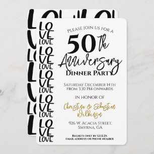 Minimal 50th Wedding Anniversary Dinner Party Invitation