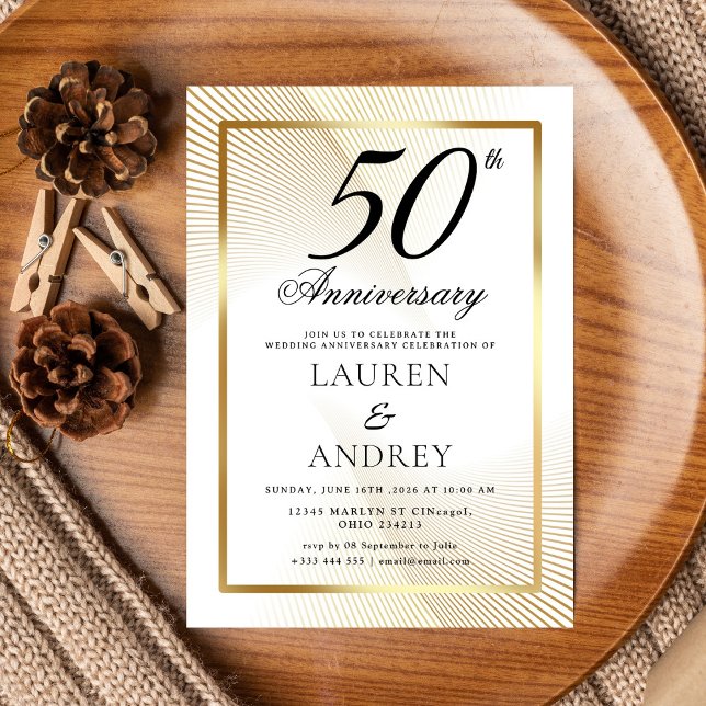 Minimal 50th Wedding Anniversary Invitation (Creator Uploaded)