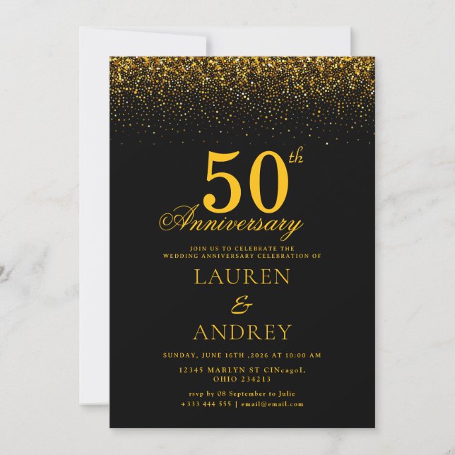 Minimal 50th Wedding Anniversary Invitation (Front)