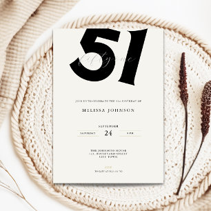 Minimal 51st Birthday Invitation - Bold Typo