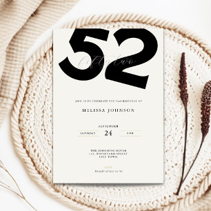Minimal 52nd Birthday Invitation - Bold Typo